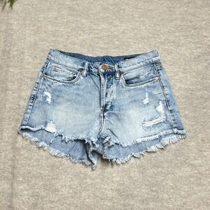 BlankNYC Distressed Denim Shorts Boho Festival Frayed Hem Button Fly Size 26 B1